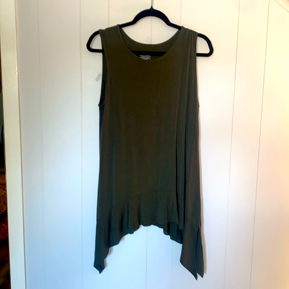 Cuddl Duds Dark Green Asymmetrical Tank Top
